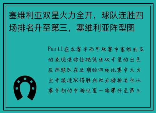 塞维利亚双星火力全开，球队连胜四场排名升至第三，塞维利亚阵型图